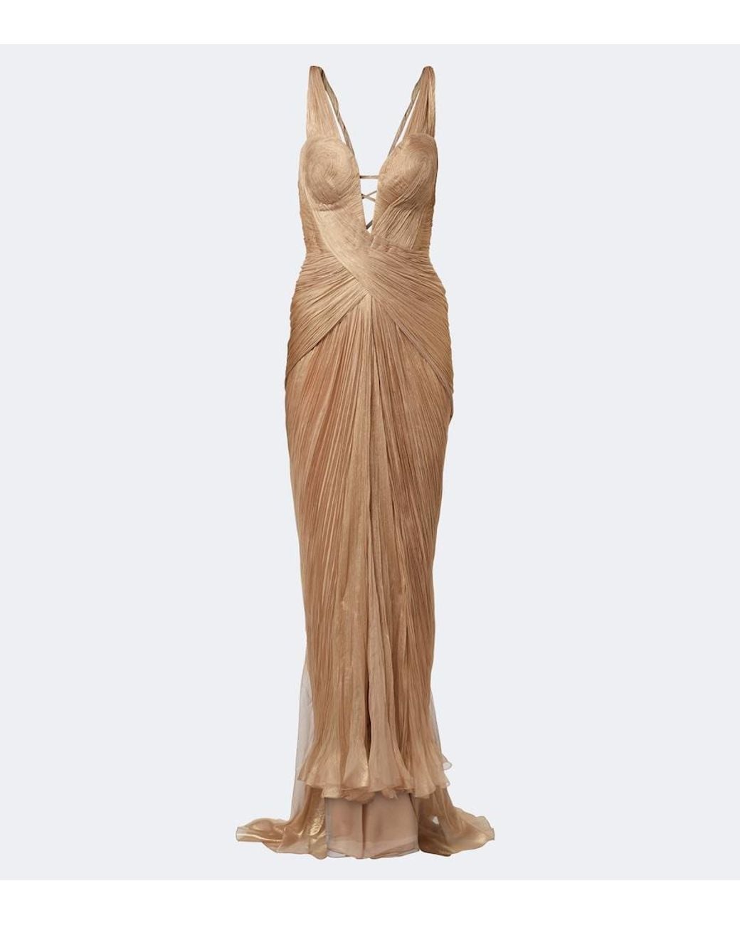 Maria Lucia Hohan Brown Corinna Silk Muslin Bustier Gown