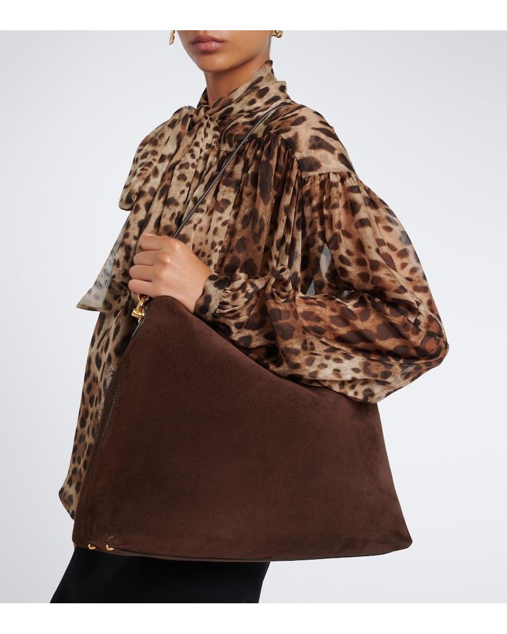 Dolce & Gabbana Brown Vittoria Large Suede Tote Bag