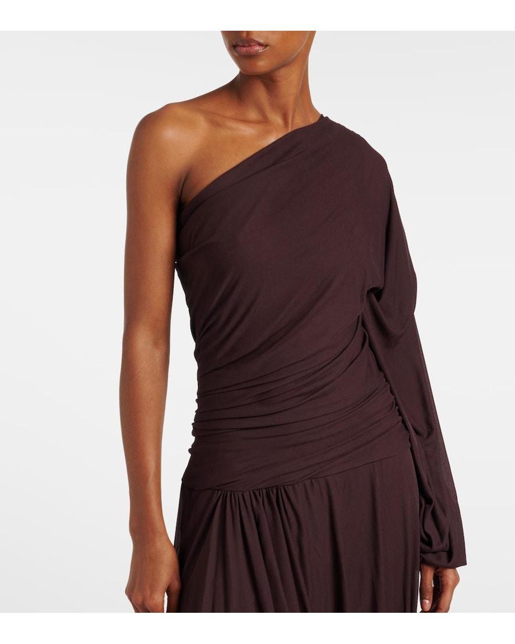 Proenza Schouler Purple Gabri Draped One-Shoulder Jersey Midi Dress