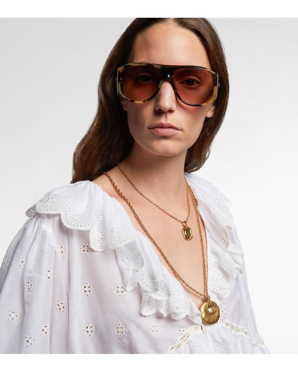 Chloé Brown Logo Oversized Sunglasses