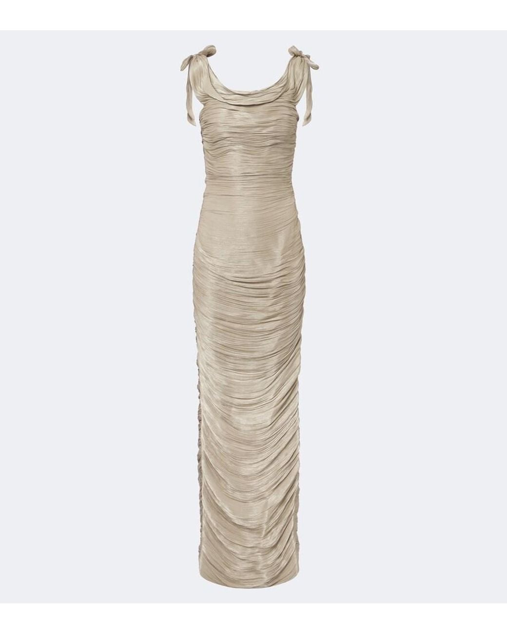 Marmar Halim White Pleated Taffeta Gown