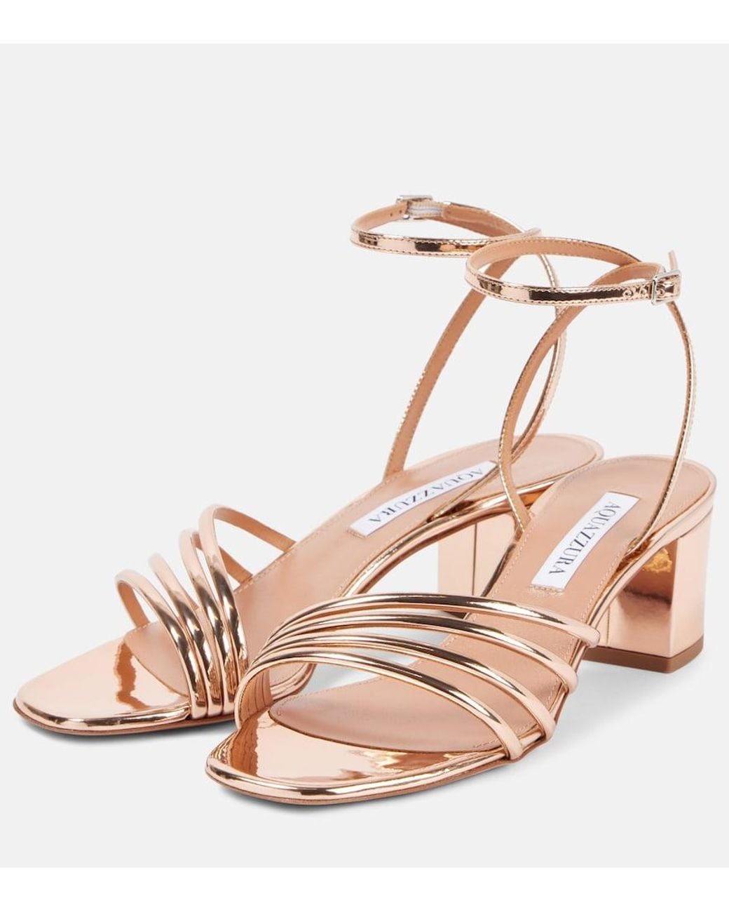 Aquazzura Pink Latour 50 Faux Leather Sandals