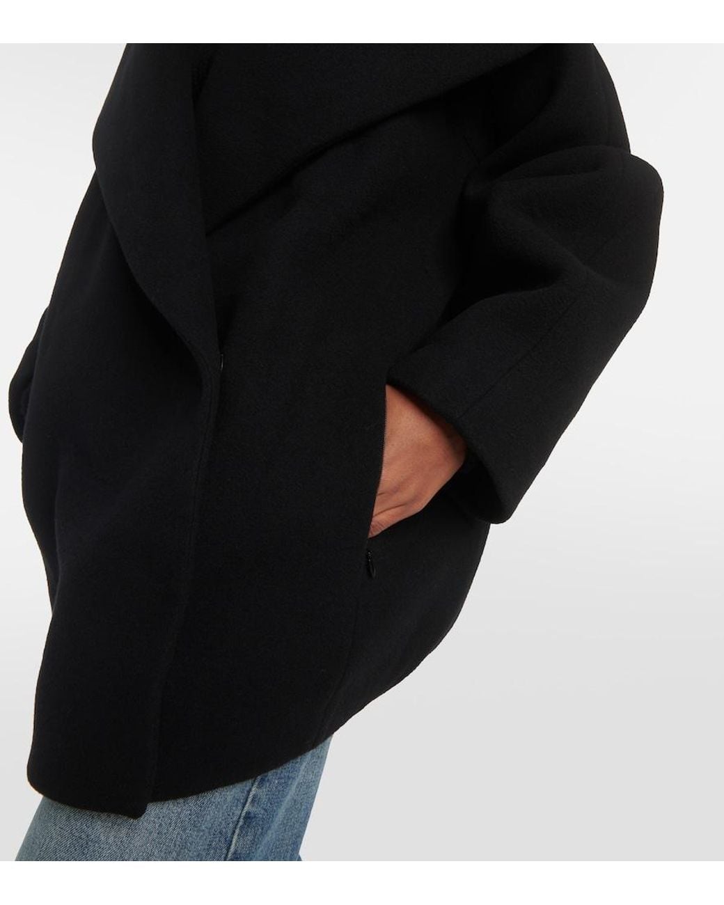 Alaïa Black Cocoon Wrap Virgin Wool Coat