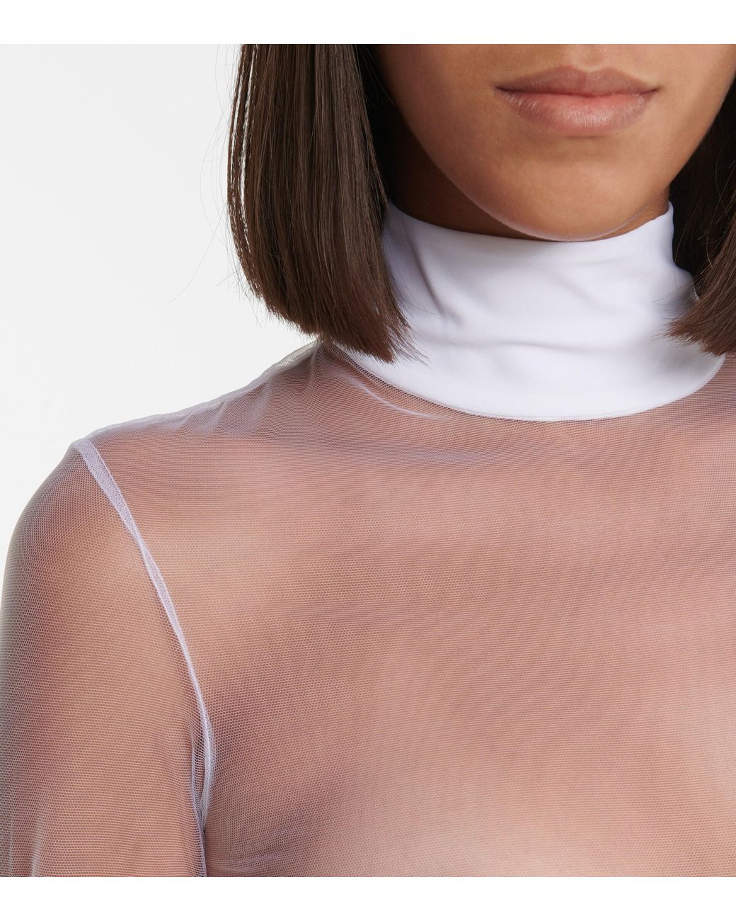 Burberry Sheer Turtleneck Bodysuit in 
