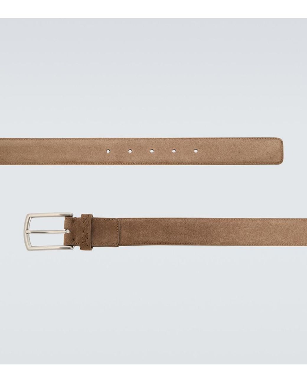 Zegna Natural Triple Stitch Suede Belt for men