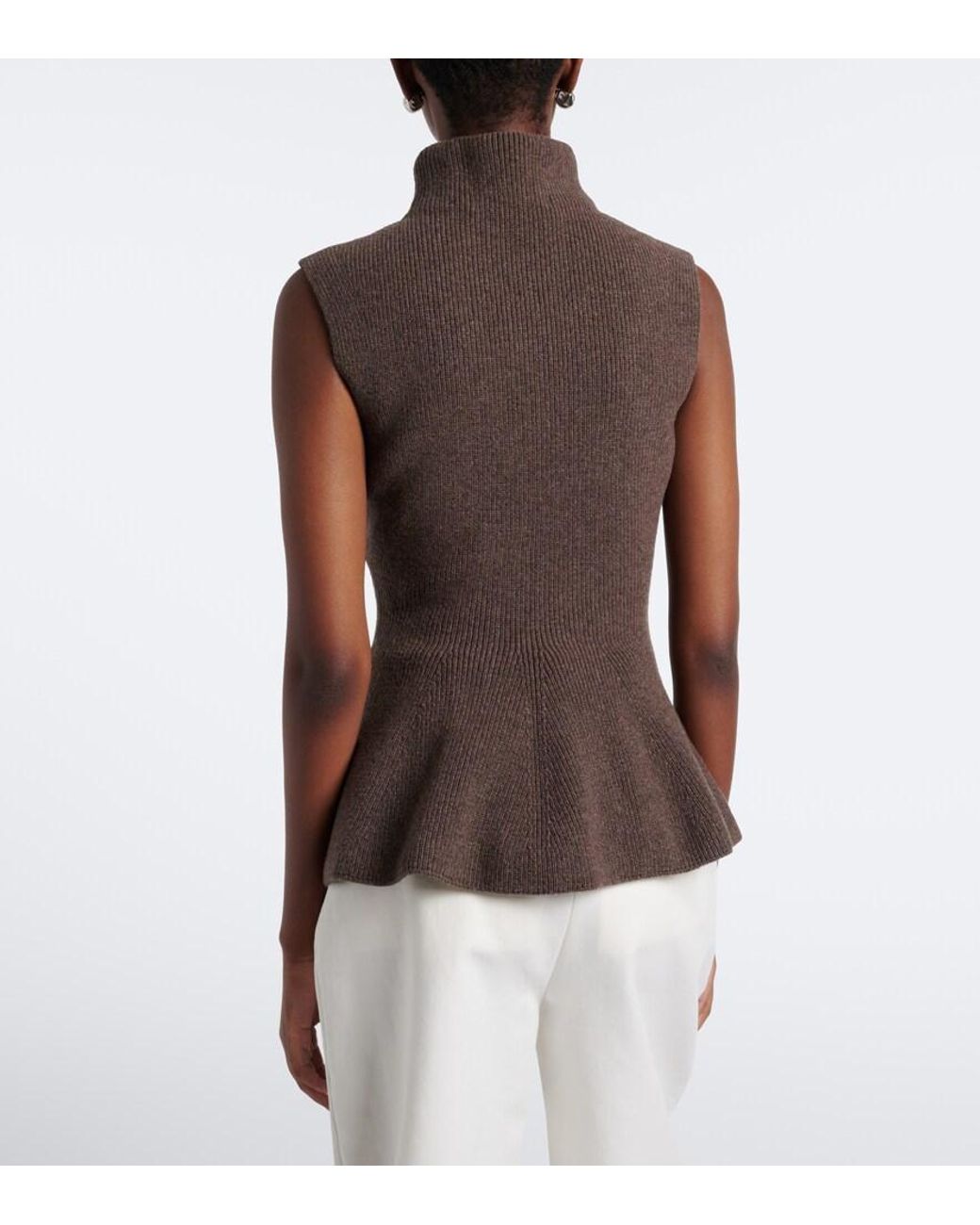 Rohe Brown Ribbed Wool And Cashmere Turtleneck Top