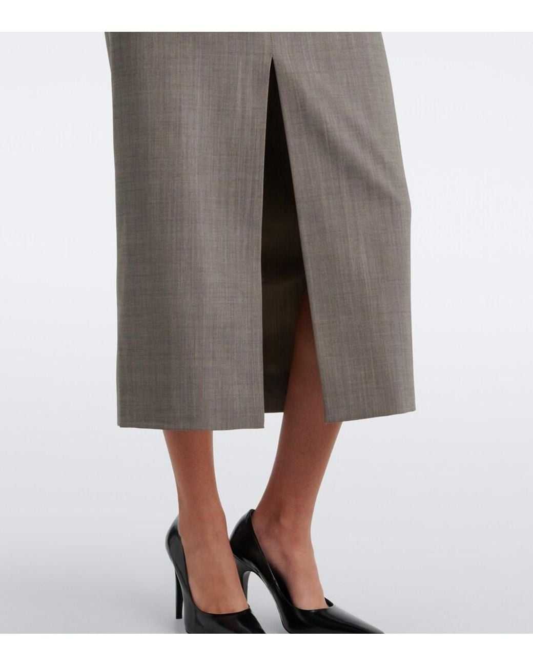 Frankie Shop Gray Maybelle Wool Pencil Skirt