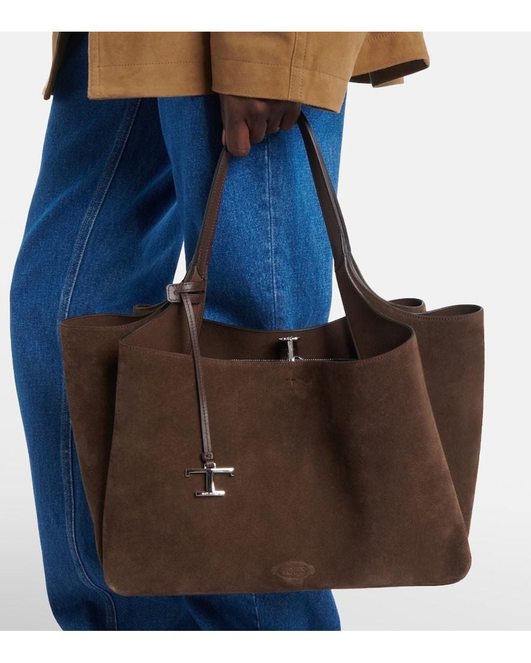 Tod's Brown Apa Large Leather Suede Tote Bag