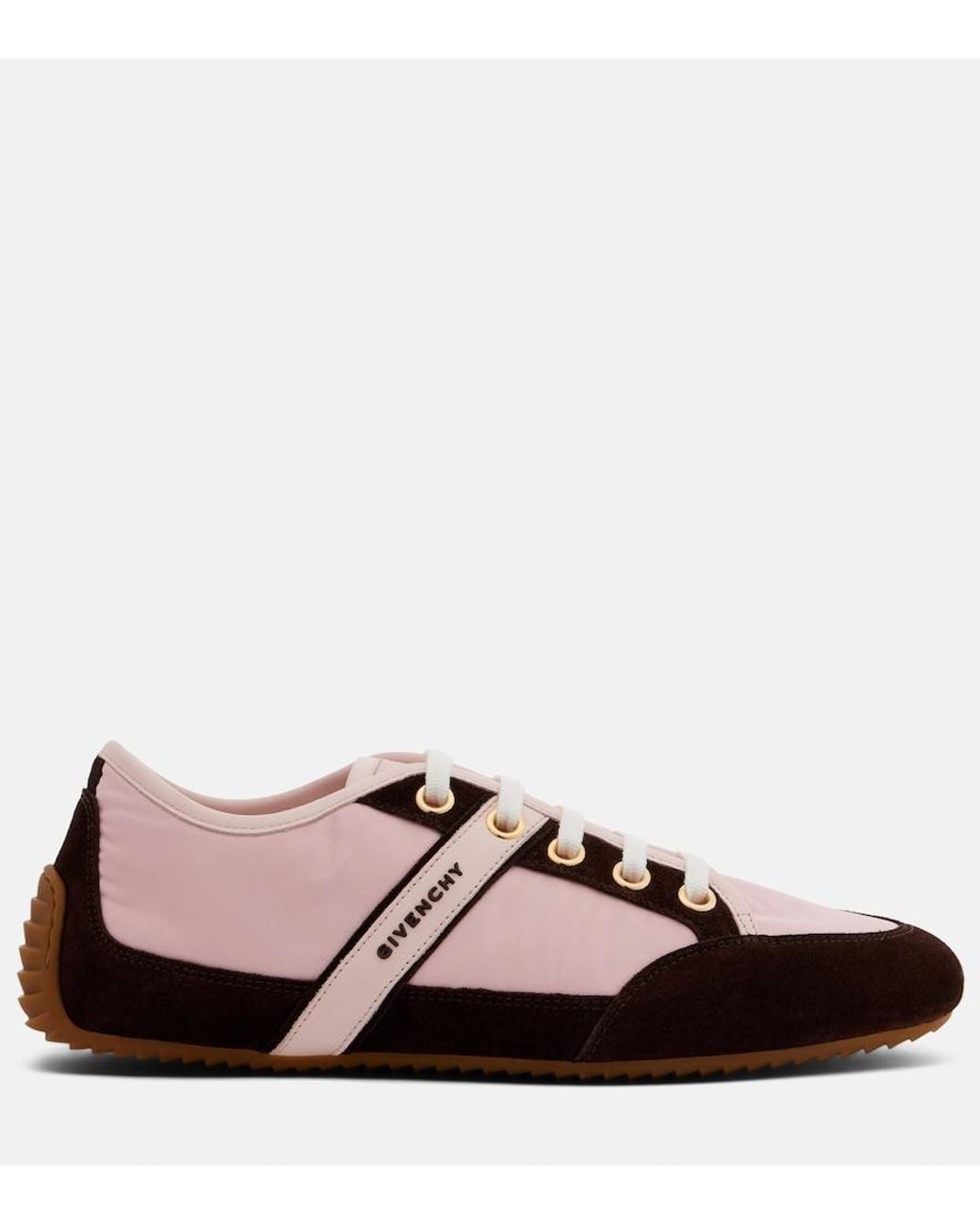 Givenchy Pink Slim Suede-Trimmed Sneakers
