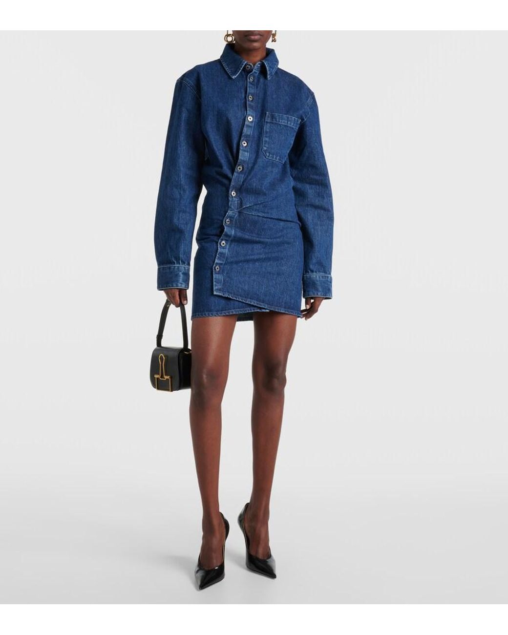 Off-White c/o Virgil Abloh Blue Asymmetric Denim Shirt Dress