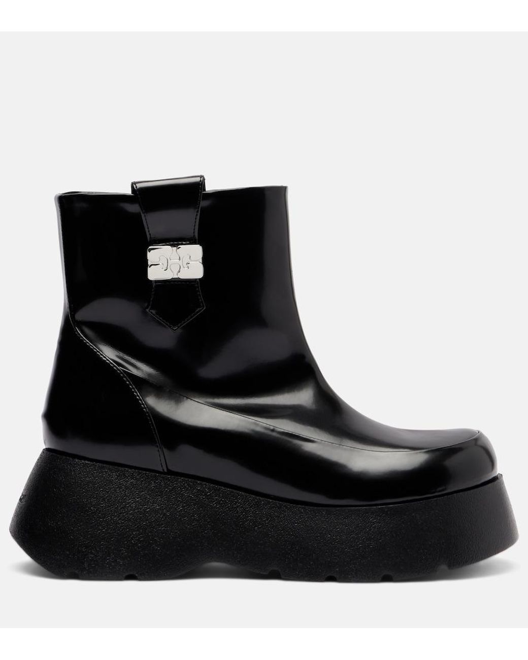 Ganni Black Kat Platform Ankle Boots