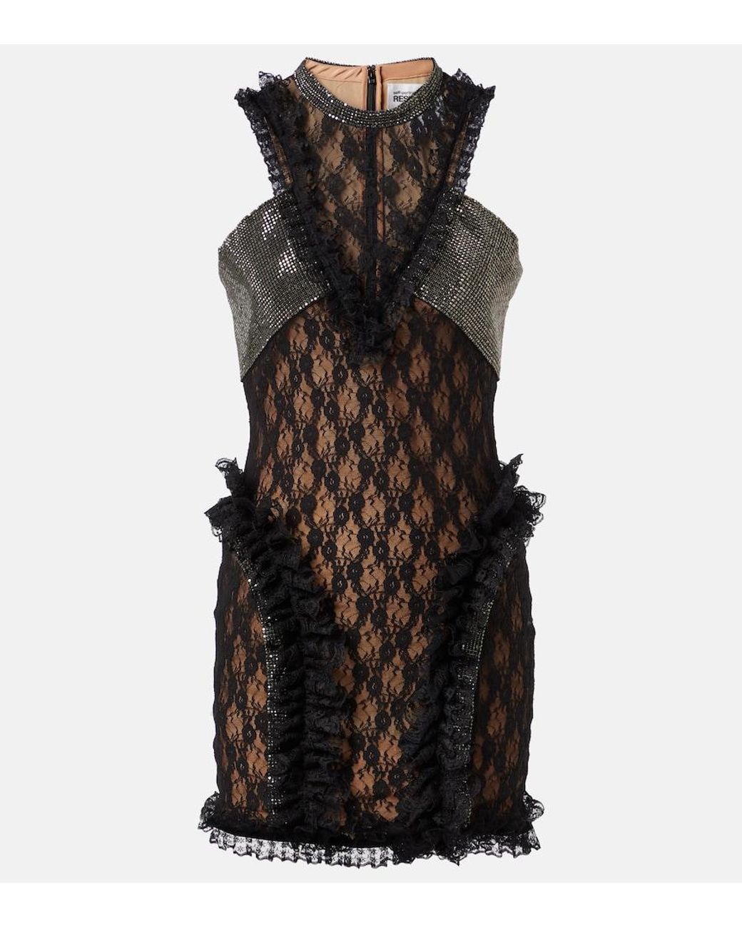 Self-Portrait Black X Christopher Kane Embellished Lace Minidress