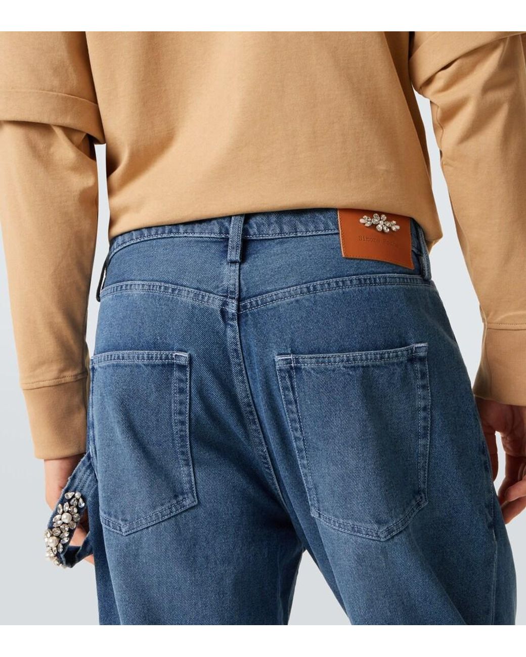 Simone Rocha Blue Crystal-Embellished Straight Jeans for men