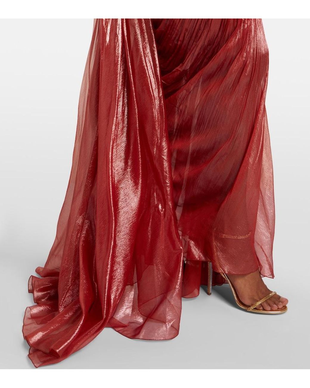 Maria Lucia Hohan Red Cecilia Draped Silk Muslin Bustier Gown
