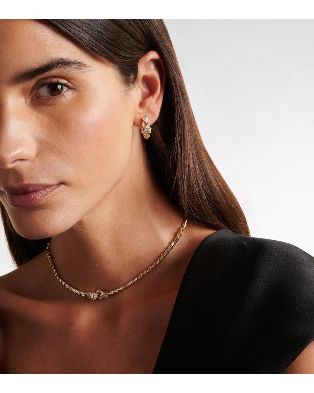 SHAY White Serpentine 18Kt Huggie Earrings With Diamonds