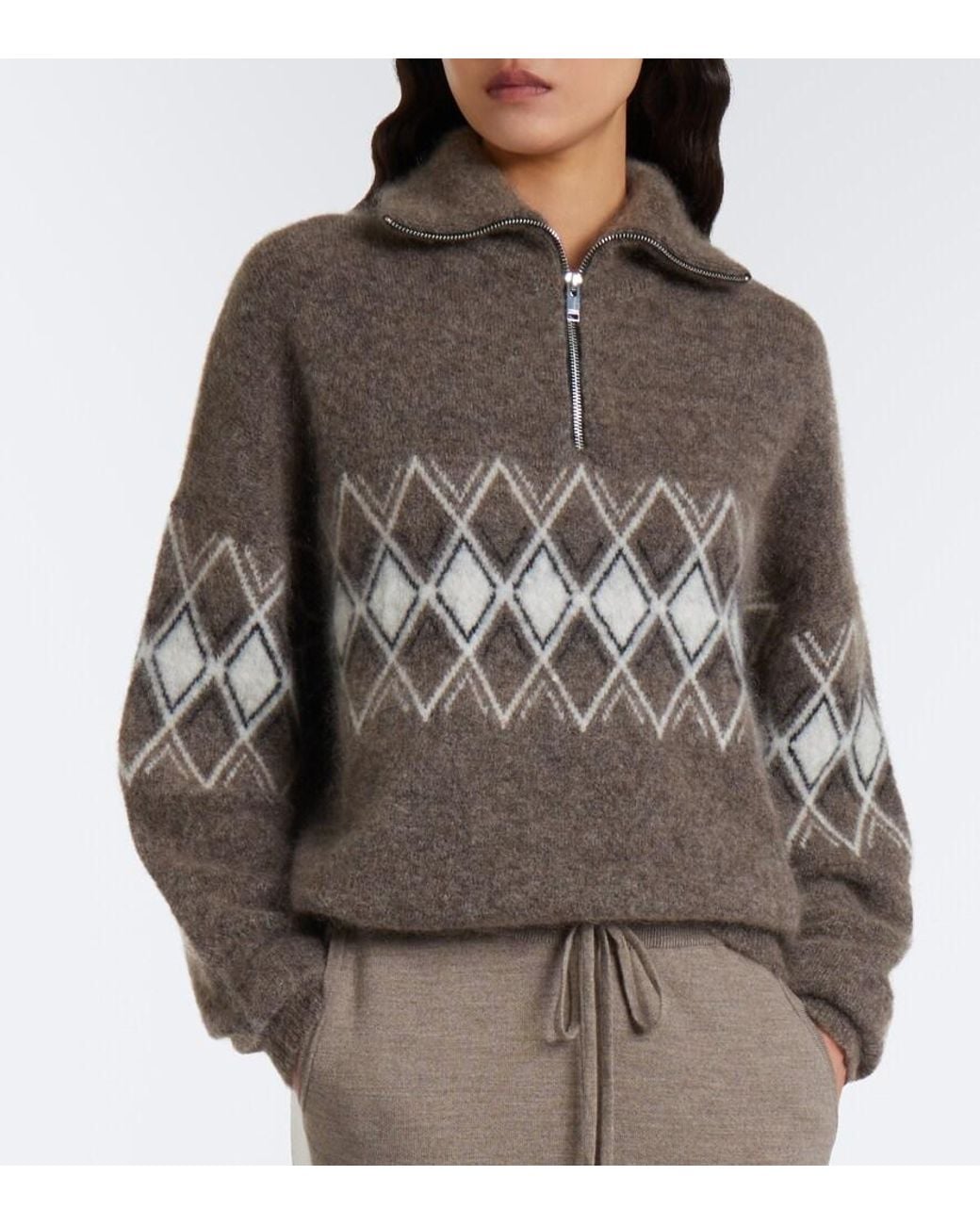 Fusalp Gray Mireva Mohair-Blend Half-Zip Sweater