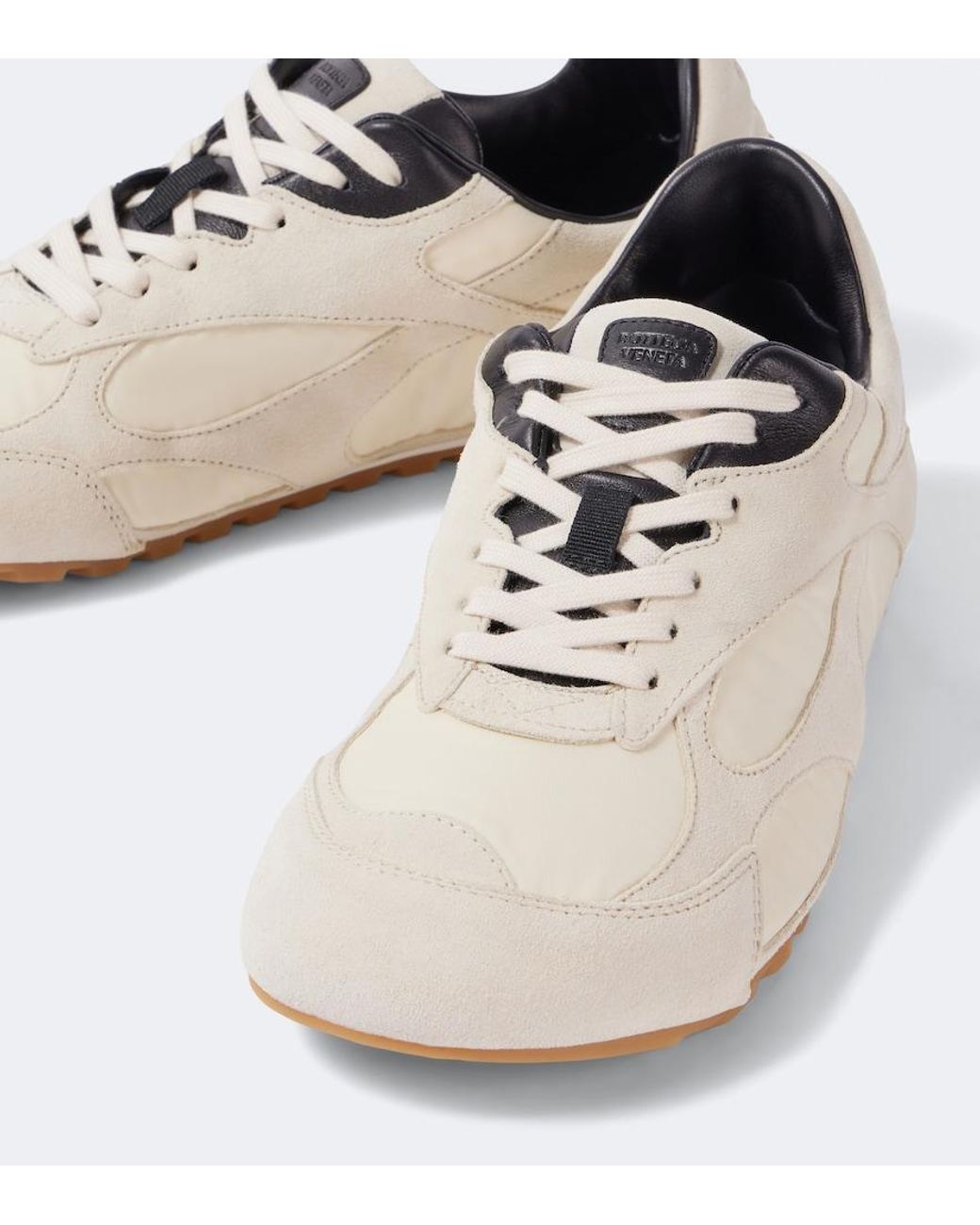 Bottega Veneta White Orbit Flash Suede-Trimmed Sneakers for men