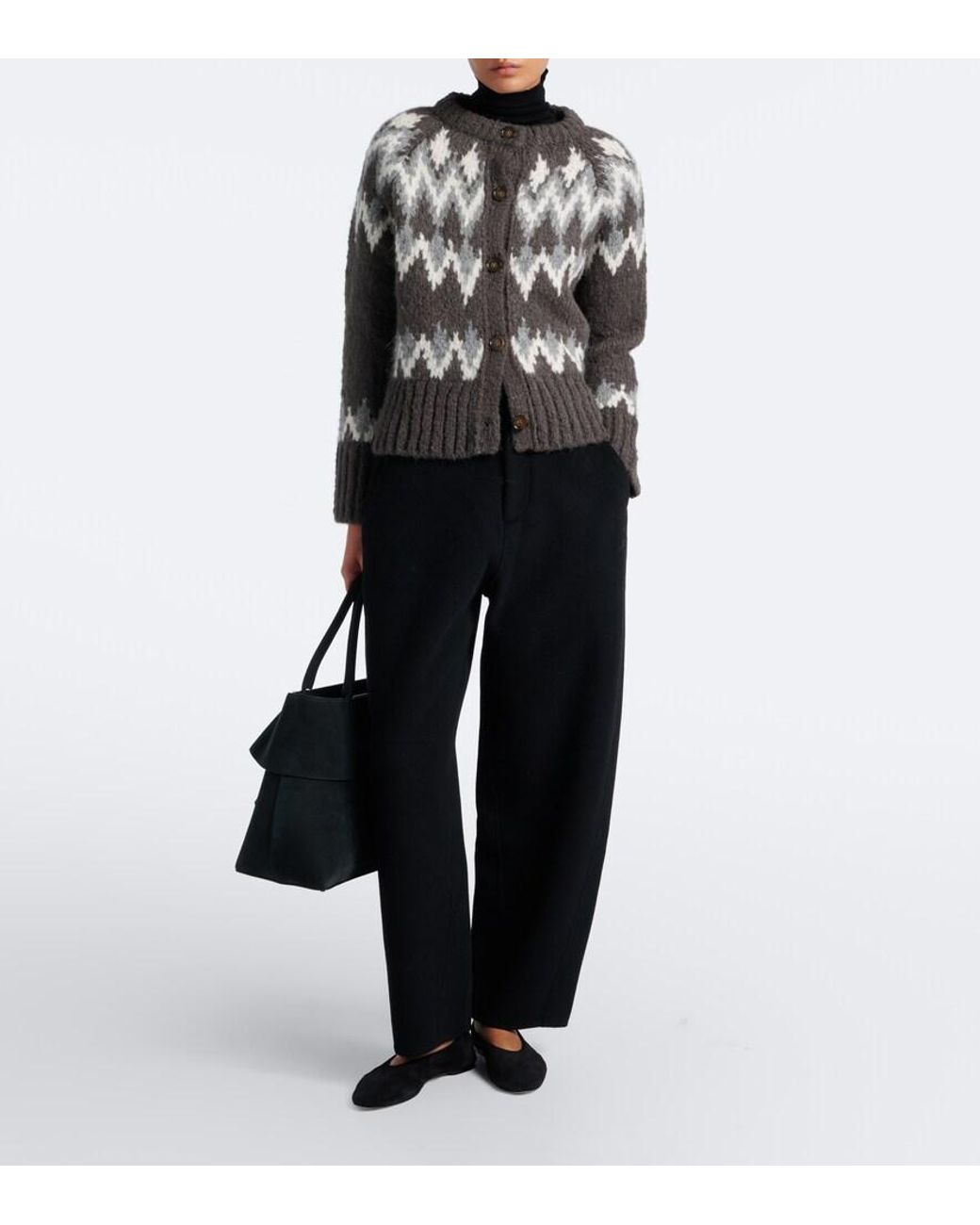 Veronica Beard Black Christina Fair Isle Cardigan