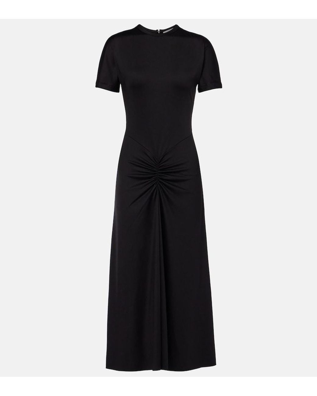 Victoria Beckham Black Gathered Midi Dress