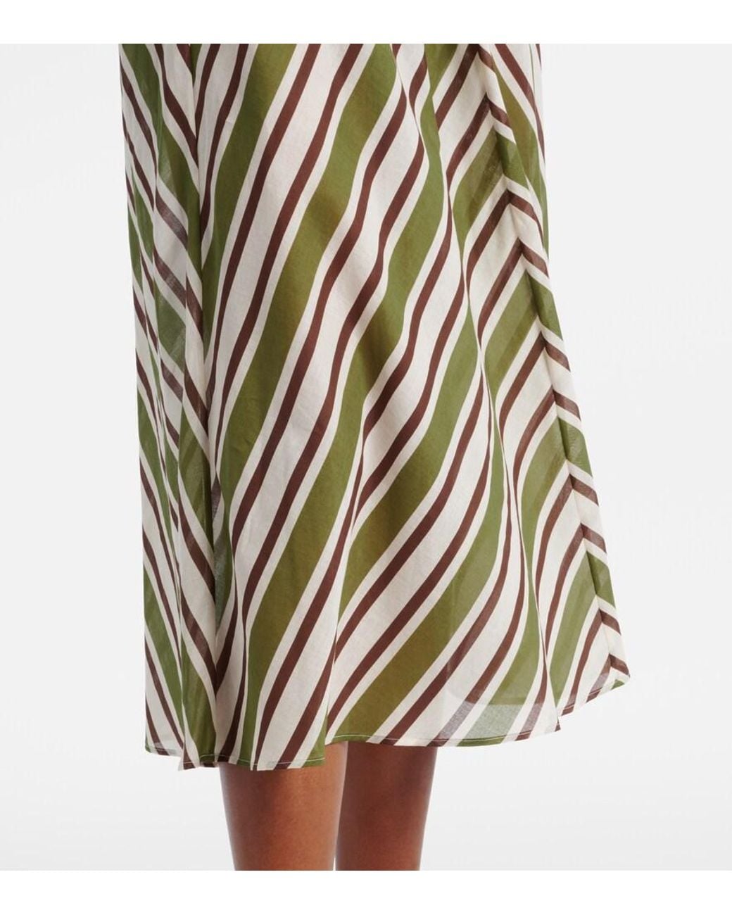 Eres Green Summer Striped Cotton Voile Kaftan