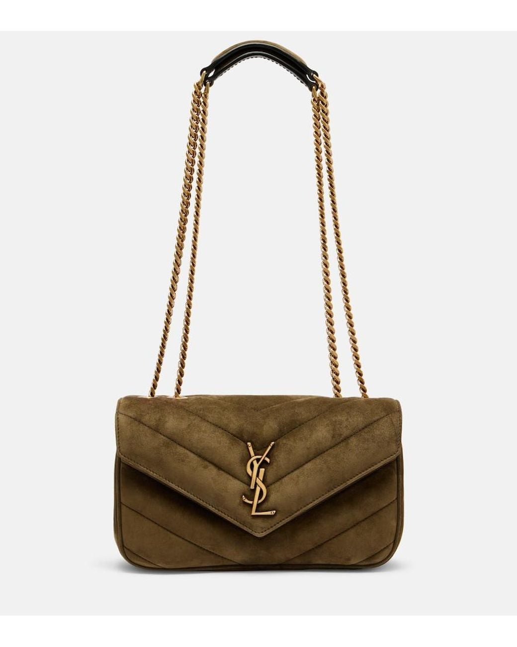 Saint Laurent Natural Loulou Small Suede Shoulder Bag