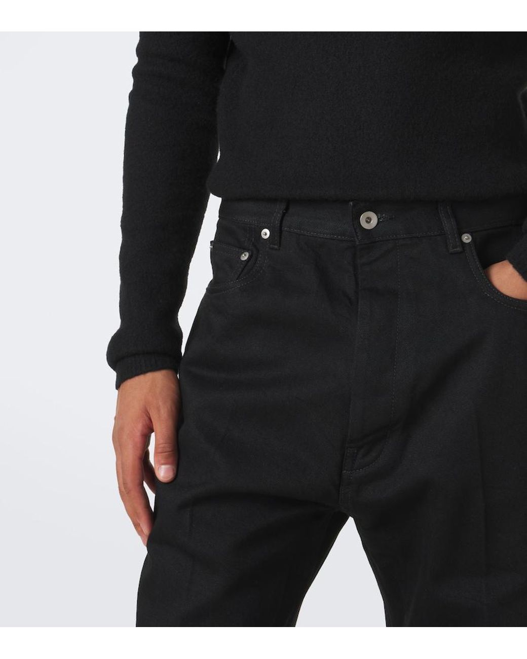 Rick Owens Black Geth Distressed Wide-Leg Jeans for men