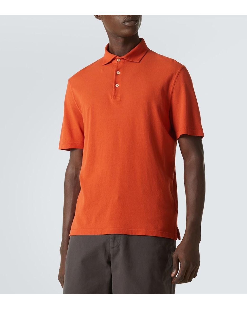Fedeli Orange Pique Polo Shirt for men