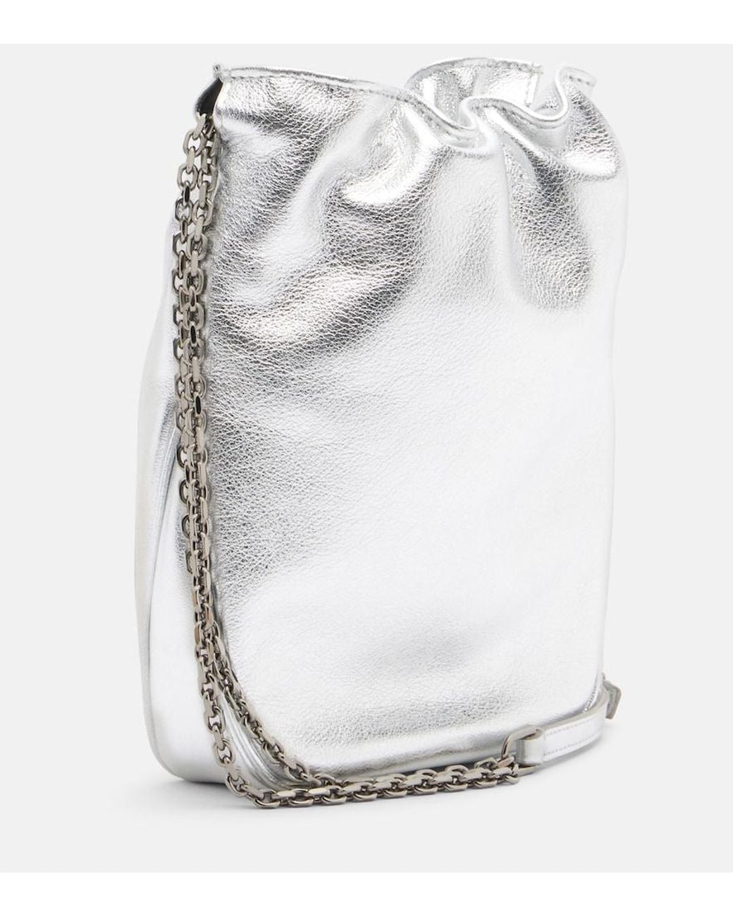 Roger Vivier Pilgrim Nano Metallic Leather Bucket Bag