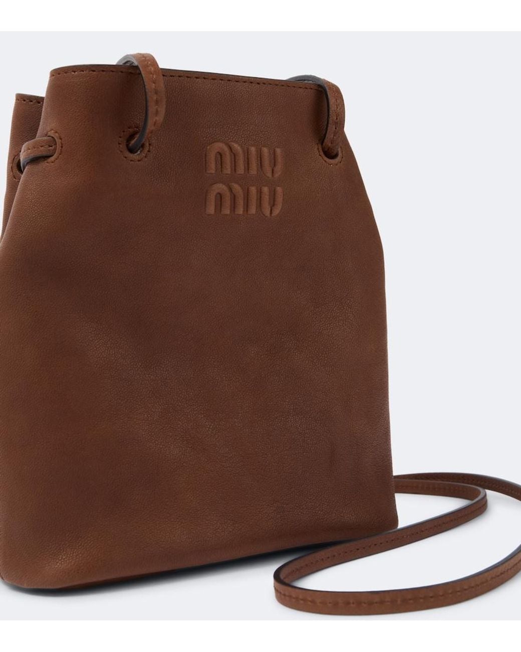 Miu Miu Brown Mini Leather Bucket Bag for men