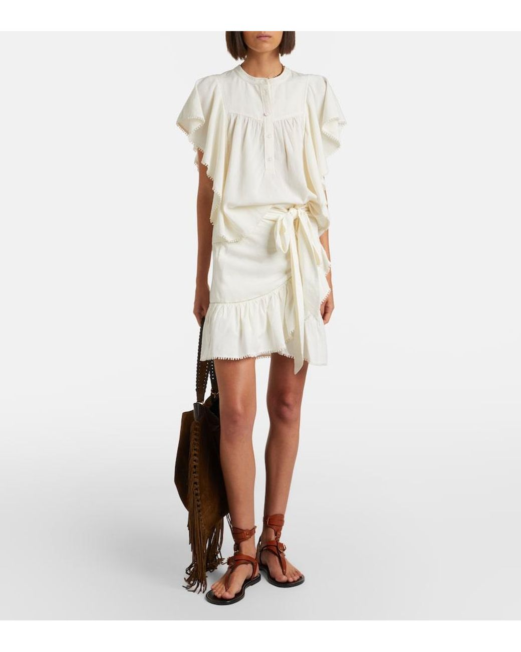 Isabel Marant White Mempster Ruffled Wrap Skirt