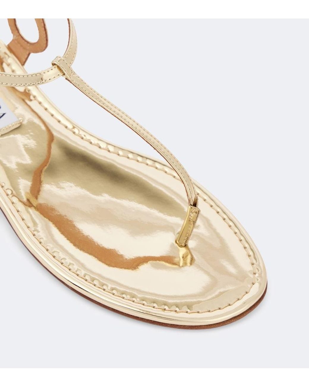 Aquazzura Natural Almost Bare Metallic Leather Thong Sandals