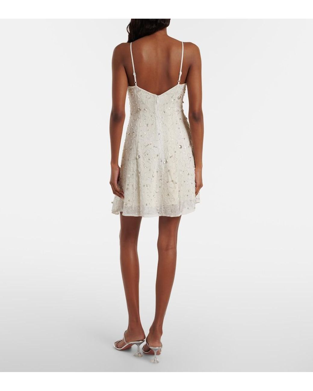 Staud White Emily Embellished Tulle Minidress