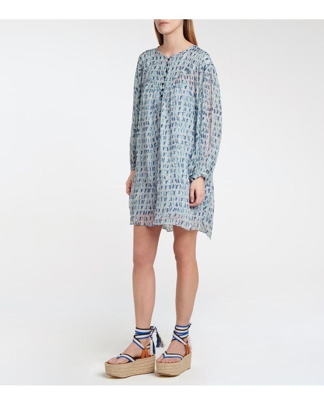 Isabel Marant Blue Silorion Tie-Dye Chiffon Minidress