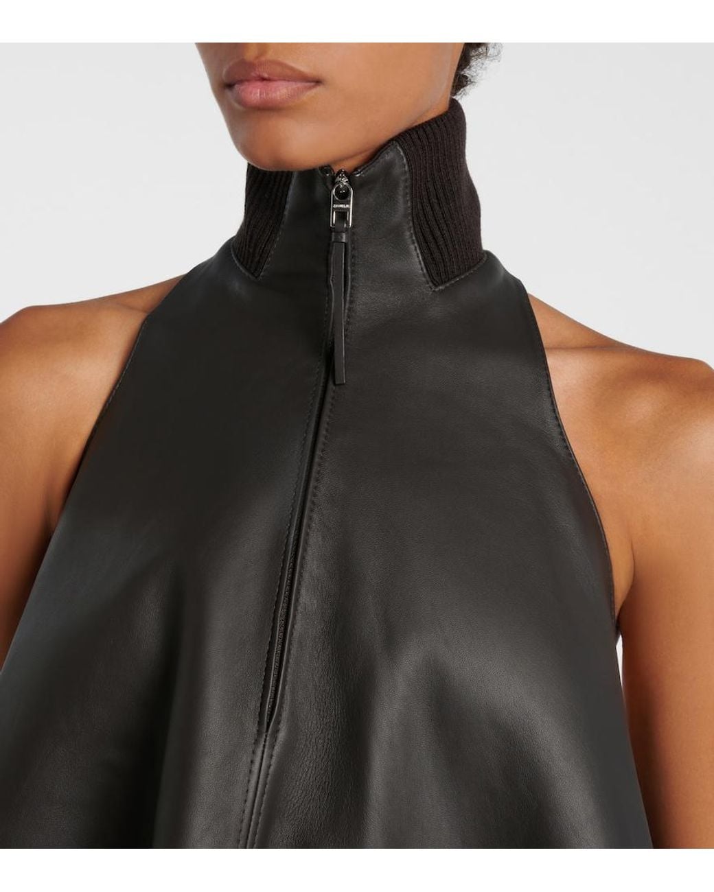 Jacquemus Black Triangle Leather Minidress