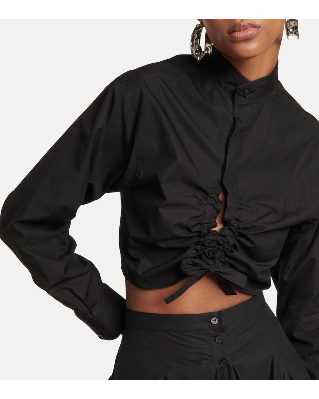 Alaïa Black Cropped Cotton Shirt