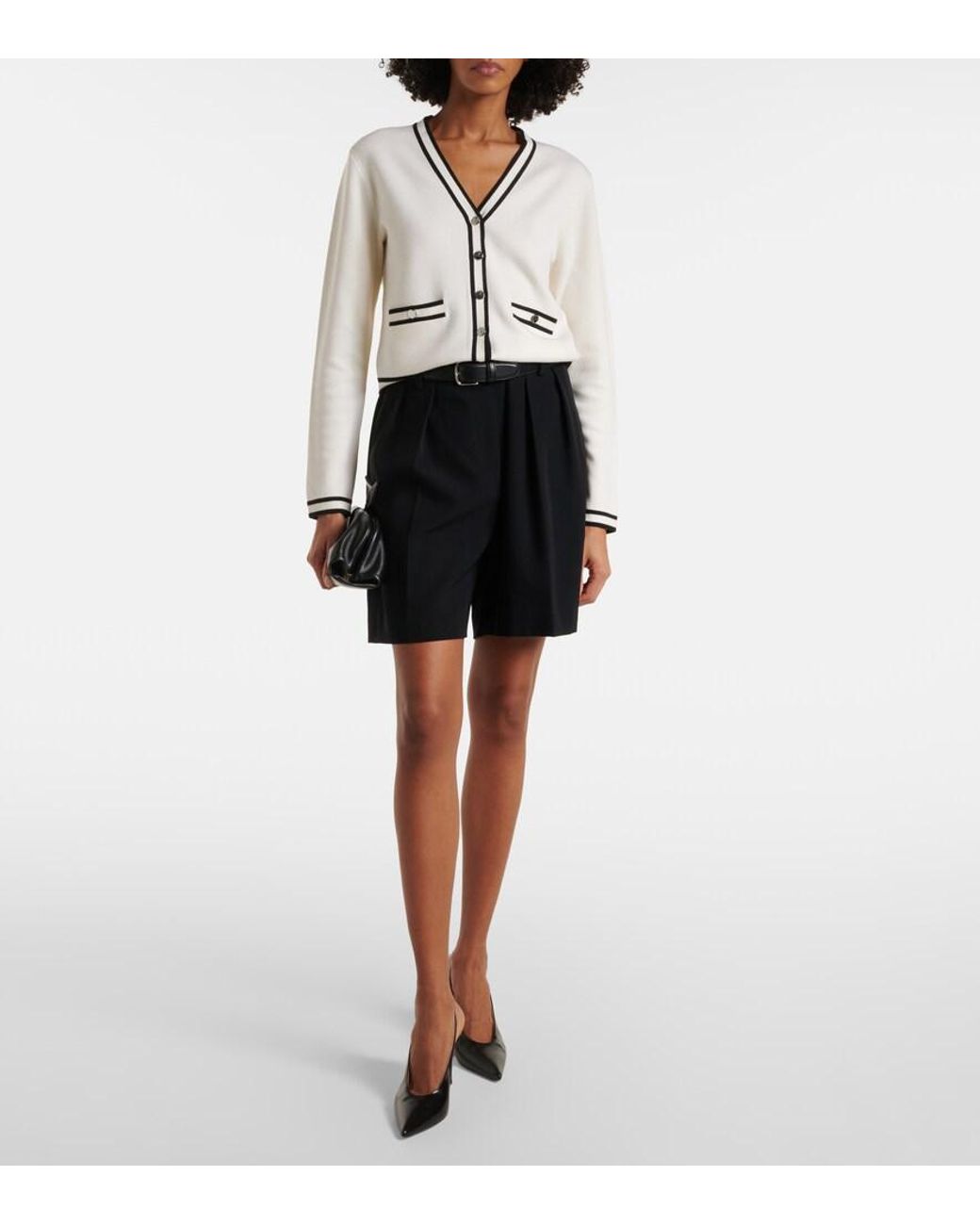Tory Burch White Kendra Wool-Blend Cardigan