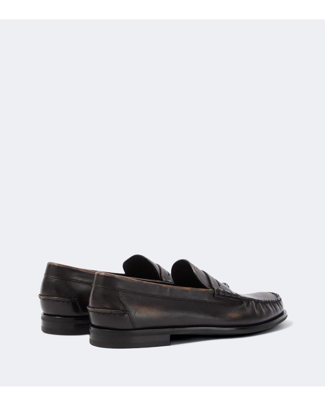 Prada Black Leather Penny Loafers for men