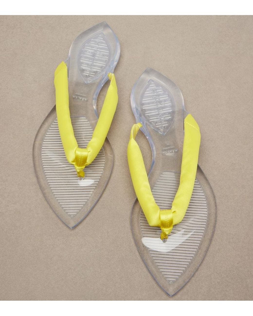 Alaïa Yellow Invisible Satin Thong Sandals
