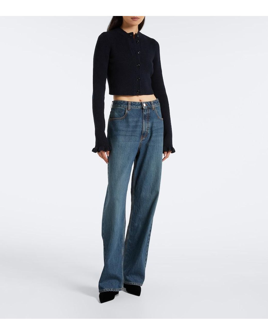 Alaïa Black Cube 75 Velvet Wedge Mules