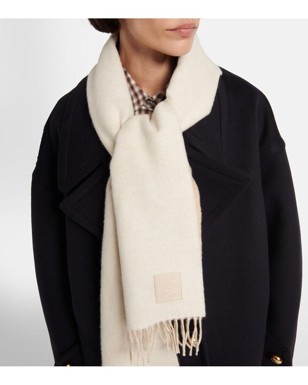 Loewe White Wool And Cashmere Scarf