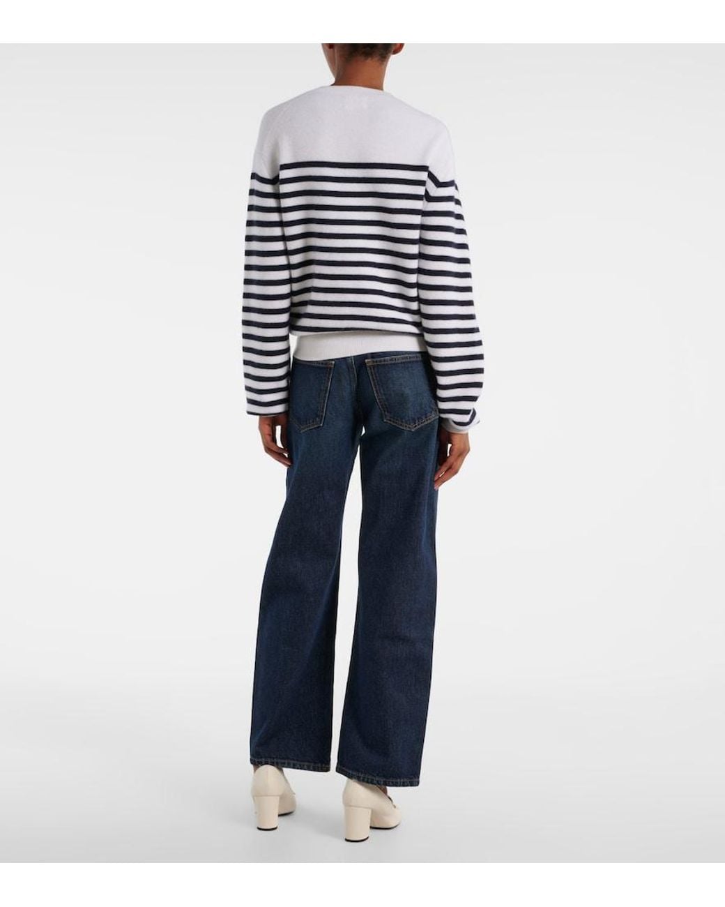 Khaite Blue Viola Striped Cashmere-Blend Sweater