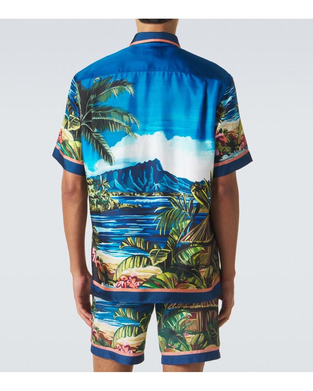 Dolce & Gabbana Blue Printed Silk Twill Shirt for men