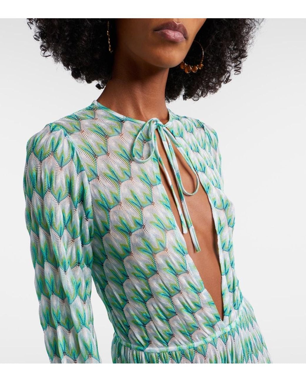 Missoni Green Open-Knit Cutout Maxi Dress