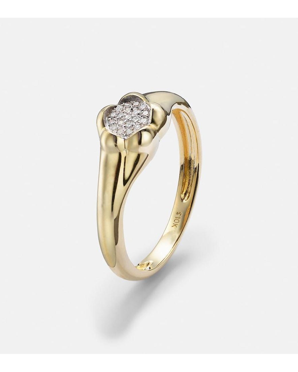 STONE AND STRAND White Crosby 10Kt Ring With Diamonds
