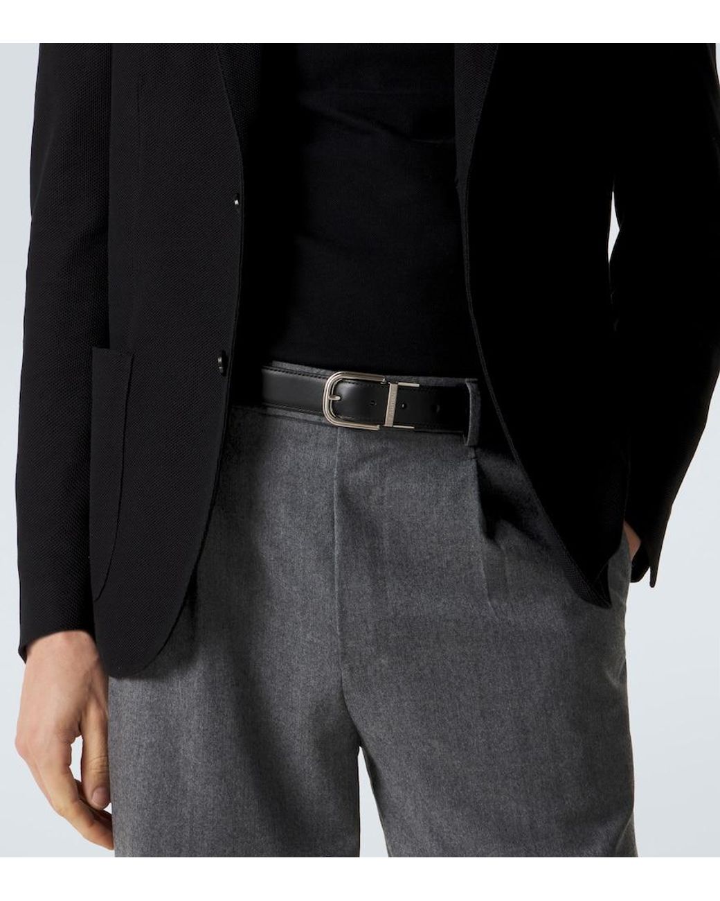 Lardini Black Logo Leather Belt for men