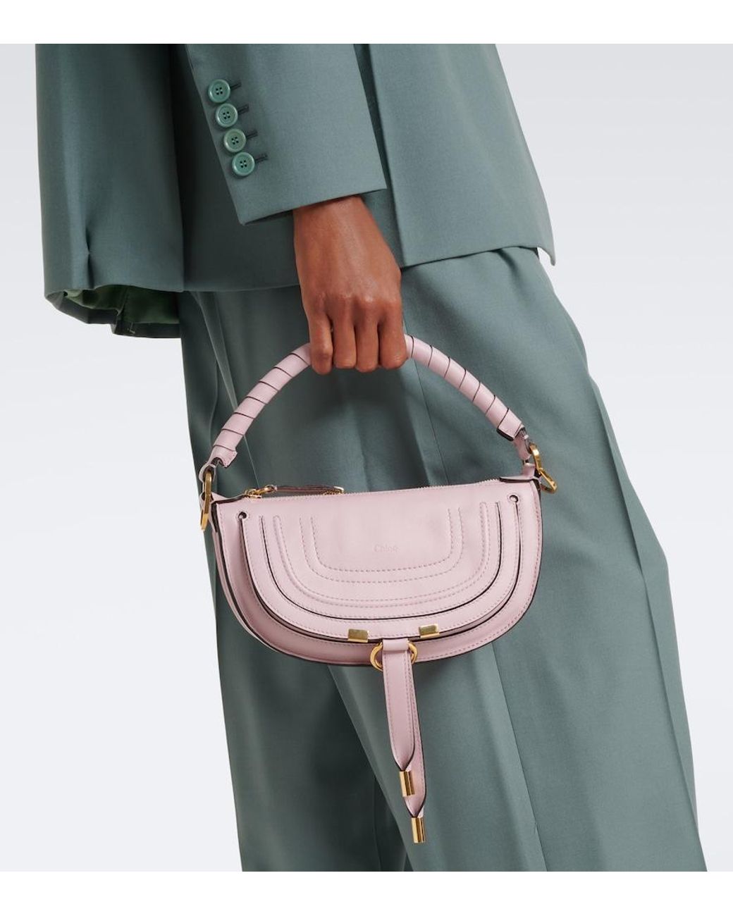 Chloé Pink Marcie Small Leather Shoulder Bag