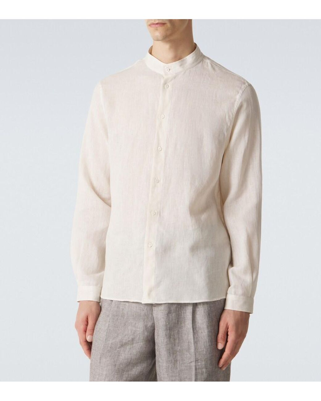 Brunello Cucinelli White Linen Shirt for men