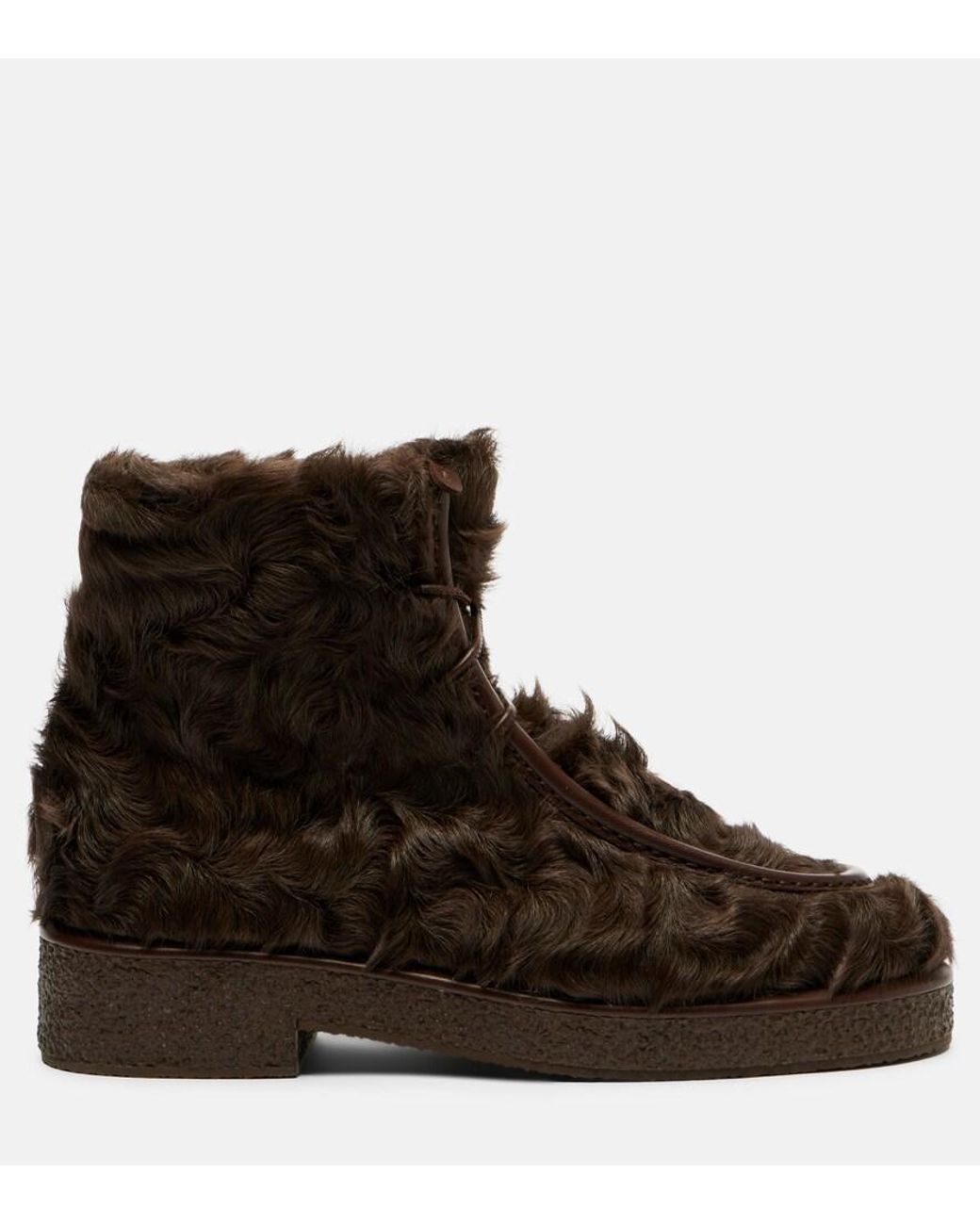 Aquazzura Brown Frostie Shearling Ankle Boots