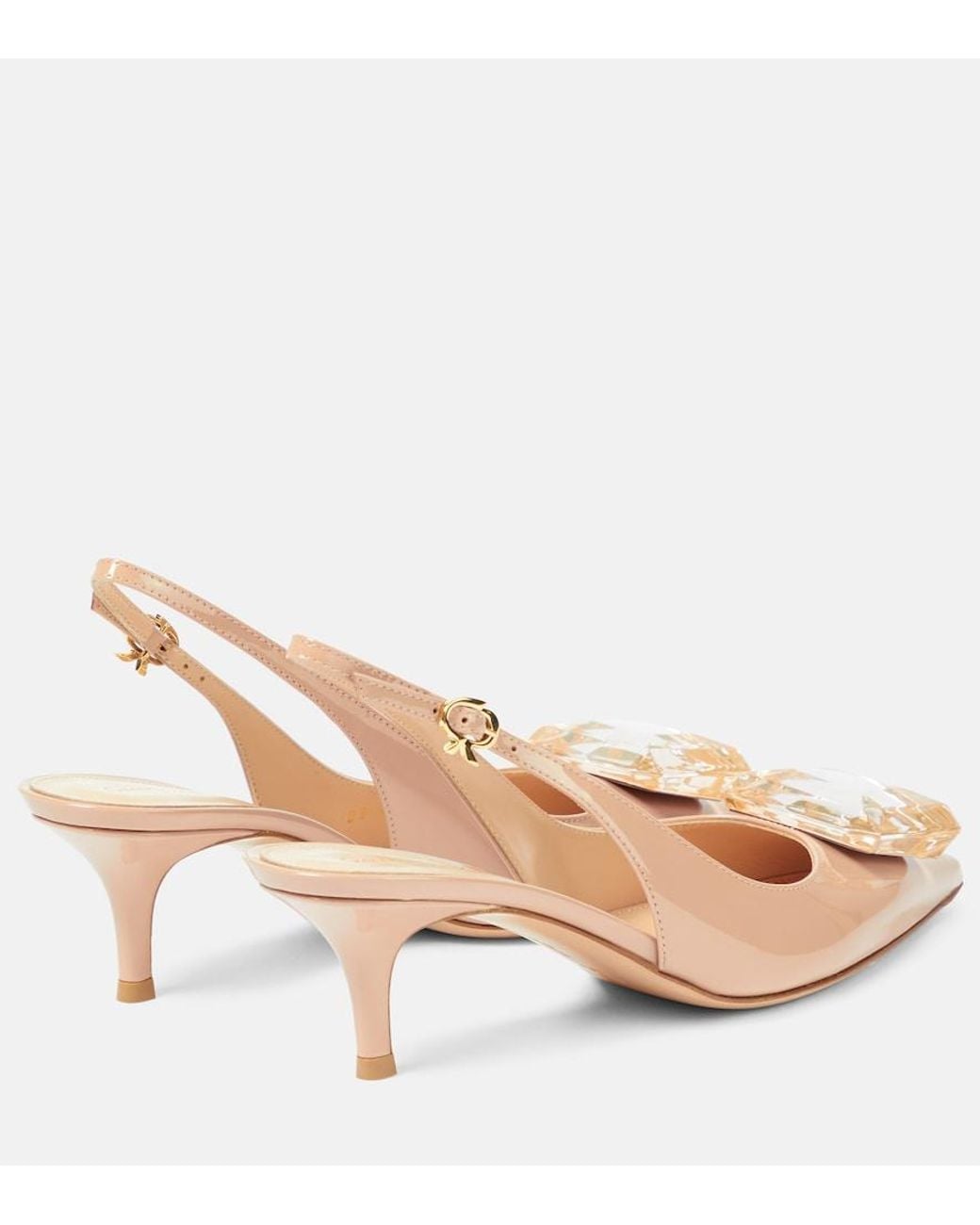 Gianvito Rossi Natural Jaipur 55 Patent Leather Slingback Pumps