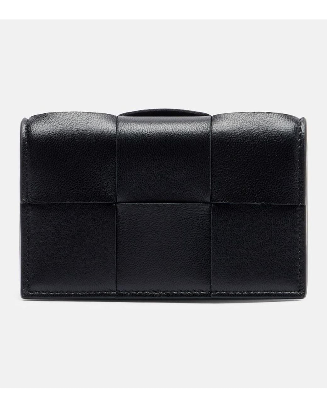Bottega Veneta Black Cassette Intrecciato Leather Card Case